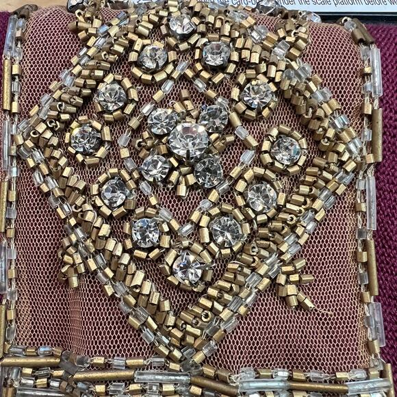 Tracy Reese 100% Wool V Neck Burgundy Knit Beaded Rhinestone Sweater Large - Picture 5 of 8